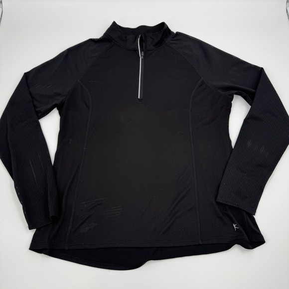 Danskin Now Quarter Zip Black Long Sleeve Womens XL Pullover Mesh Halfback - Picture 1 of 11